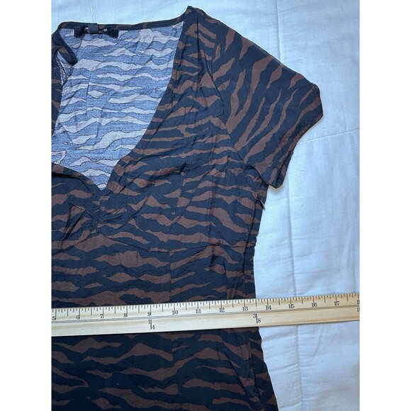 MADEWELL V-Neck Mini Dress Abstract Animal Print True Black SIZE‎ 00 NWT - Picture 10 of 11